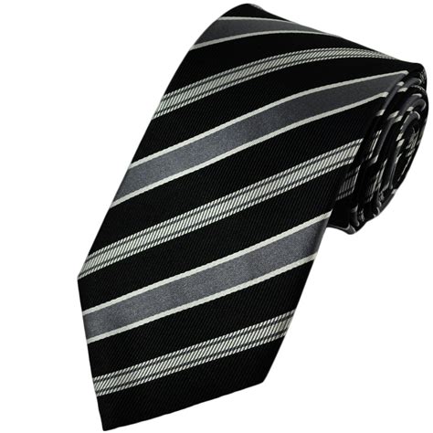 mens ysl gray black striped tie|Striped tie in silk and viscose .